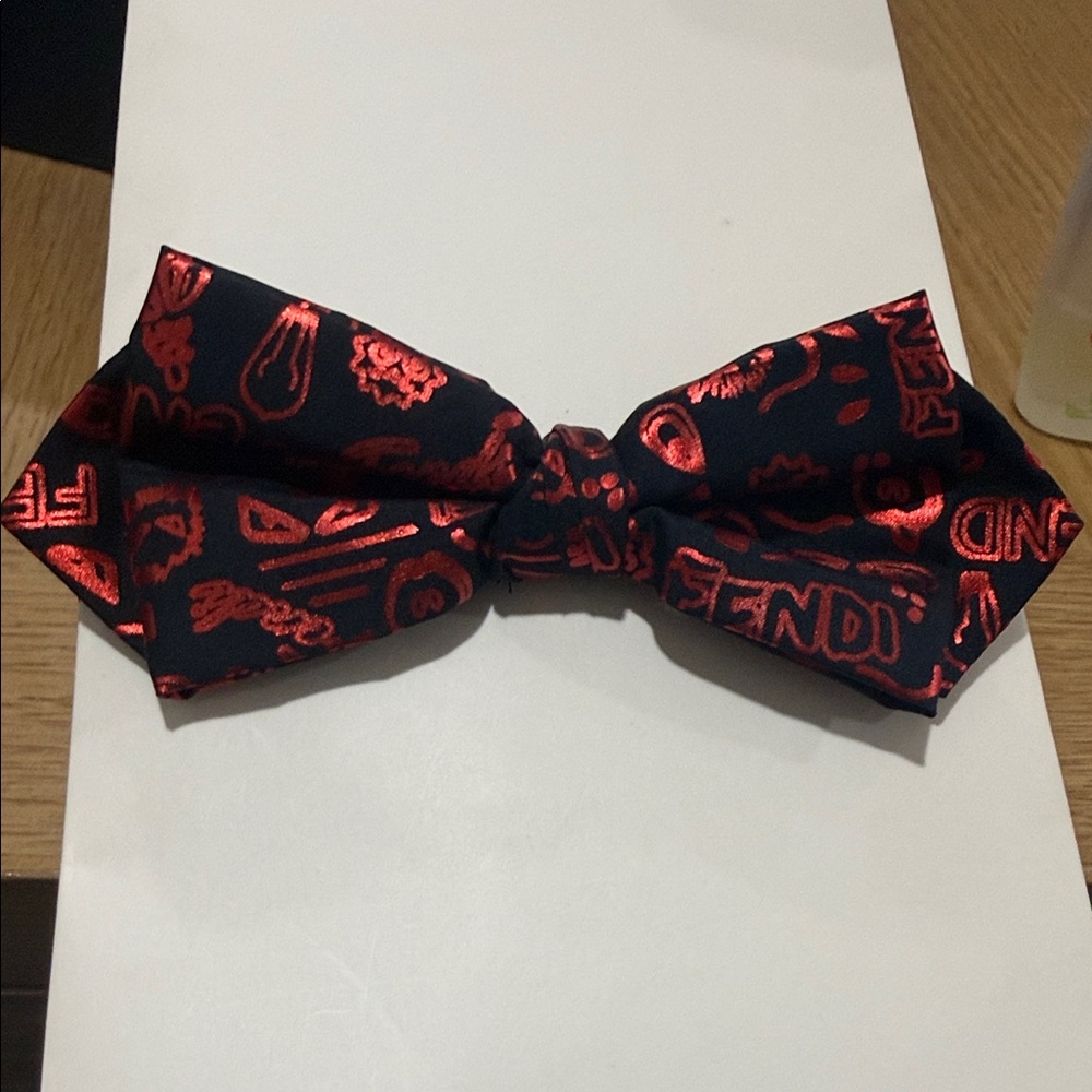 Fendi Black and Red Patterned Bow Tie